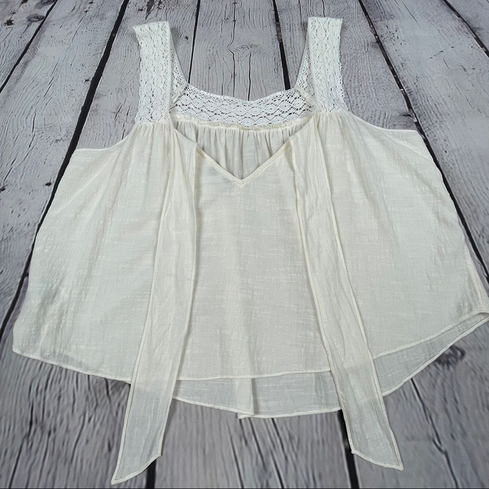 MADEWELL lightweight cotton blend beige crochet tie-back tank top, size XL - Picture 8 of 16